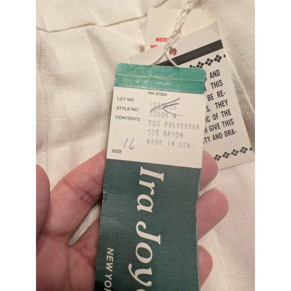 Vintage Ira Joyce White Pleated Midi Skirt Sz 11 Made in USA Union Tag 80s 90s - Picture 6 of 6